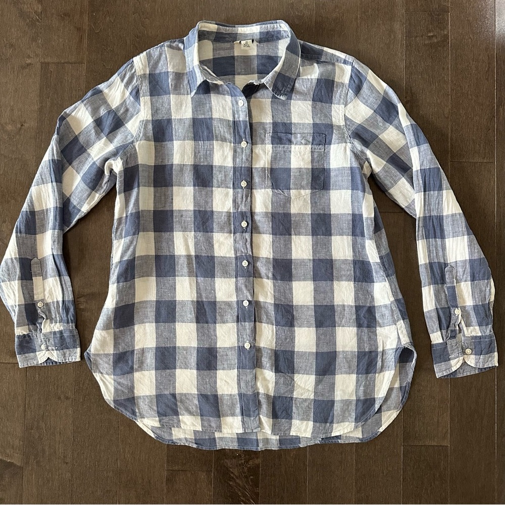 L L Bean Linen Button Down Buffalo Check Lumberjack Country Lightweight M